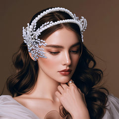 Handcrafted Pearl & Beaded Bridal Headband Wedding Hair Accessory