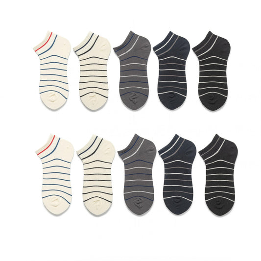 10 Pairs Striped Short Socks Comfy Sports Stockings Women's Hosiery
