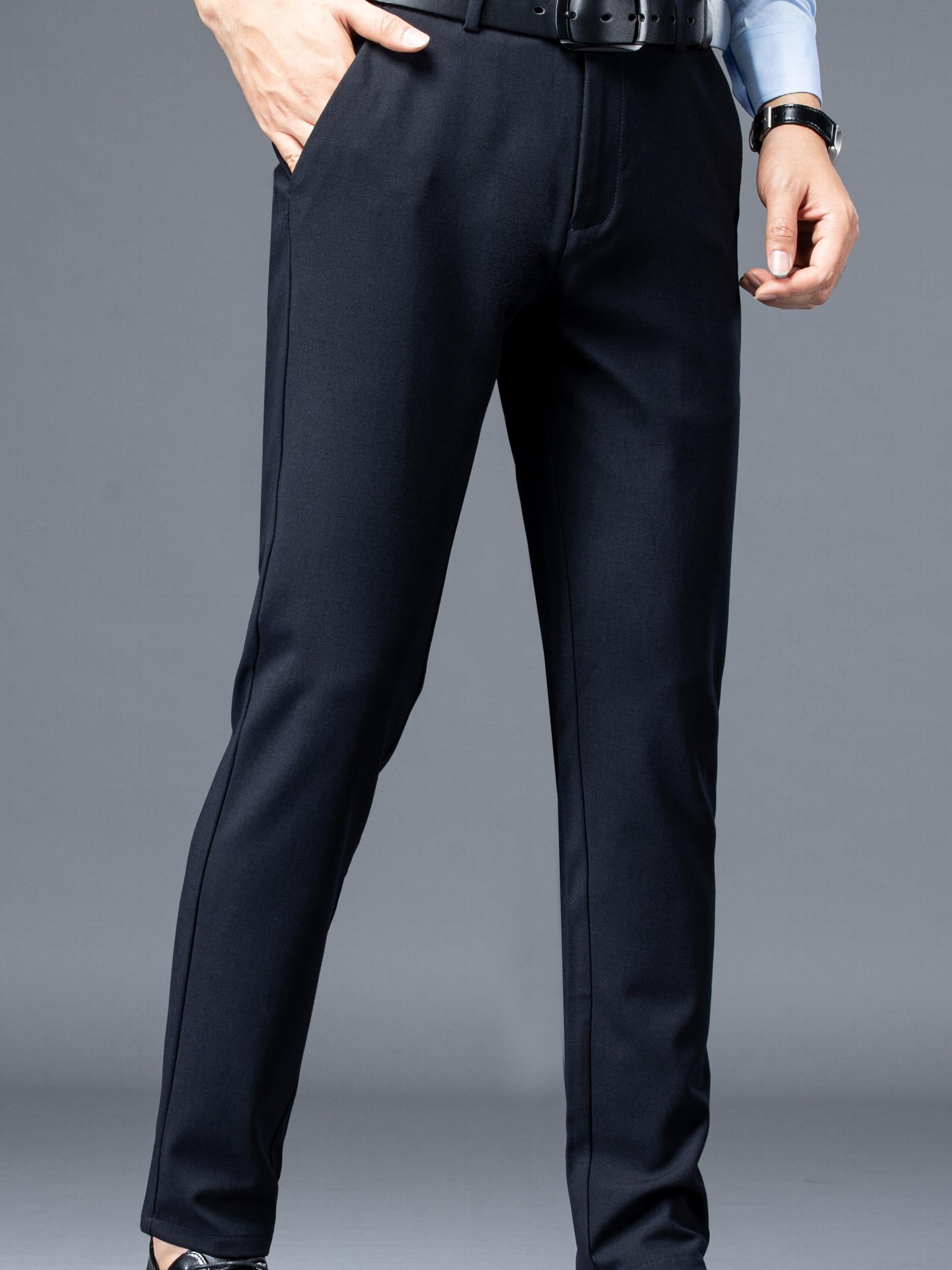 Men's Straight Fit Business Pants Flat Front Trousers