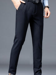 Men's Straight Fit Business Pants Flat Front Trousers