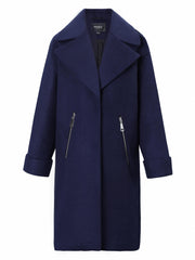 Solid Notched Collar Coat Women's Outerwear