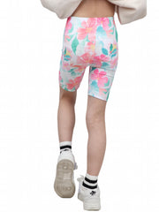 Toddler Girls Pink Flowers Graphic Elastic Waist Biker Shorts
