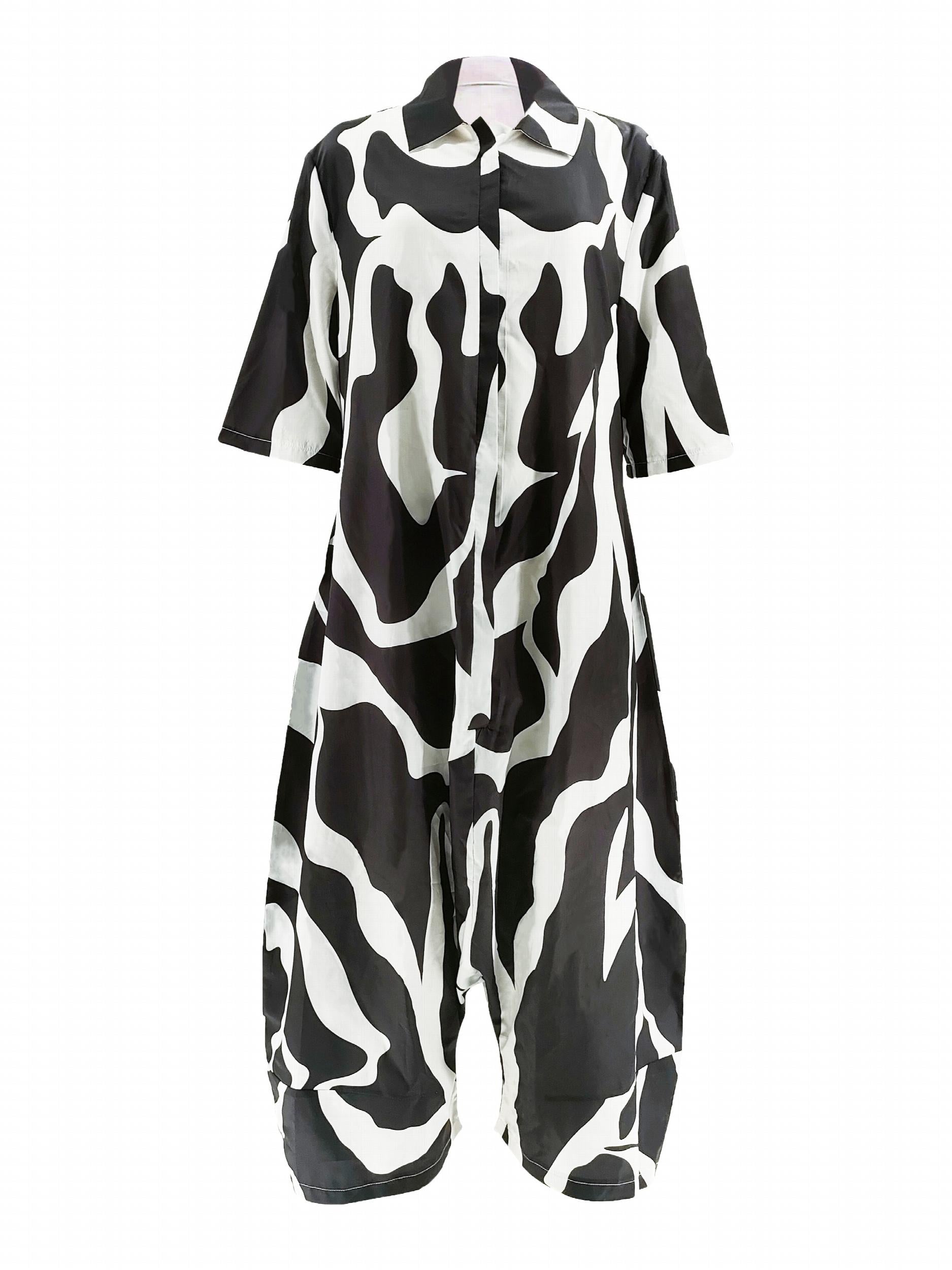 Casual Jumpsuit Women's Plus Solid Button Up Half Sleeve