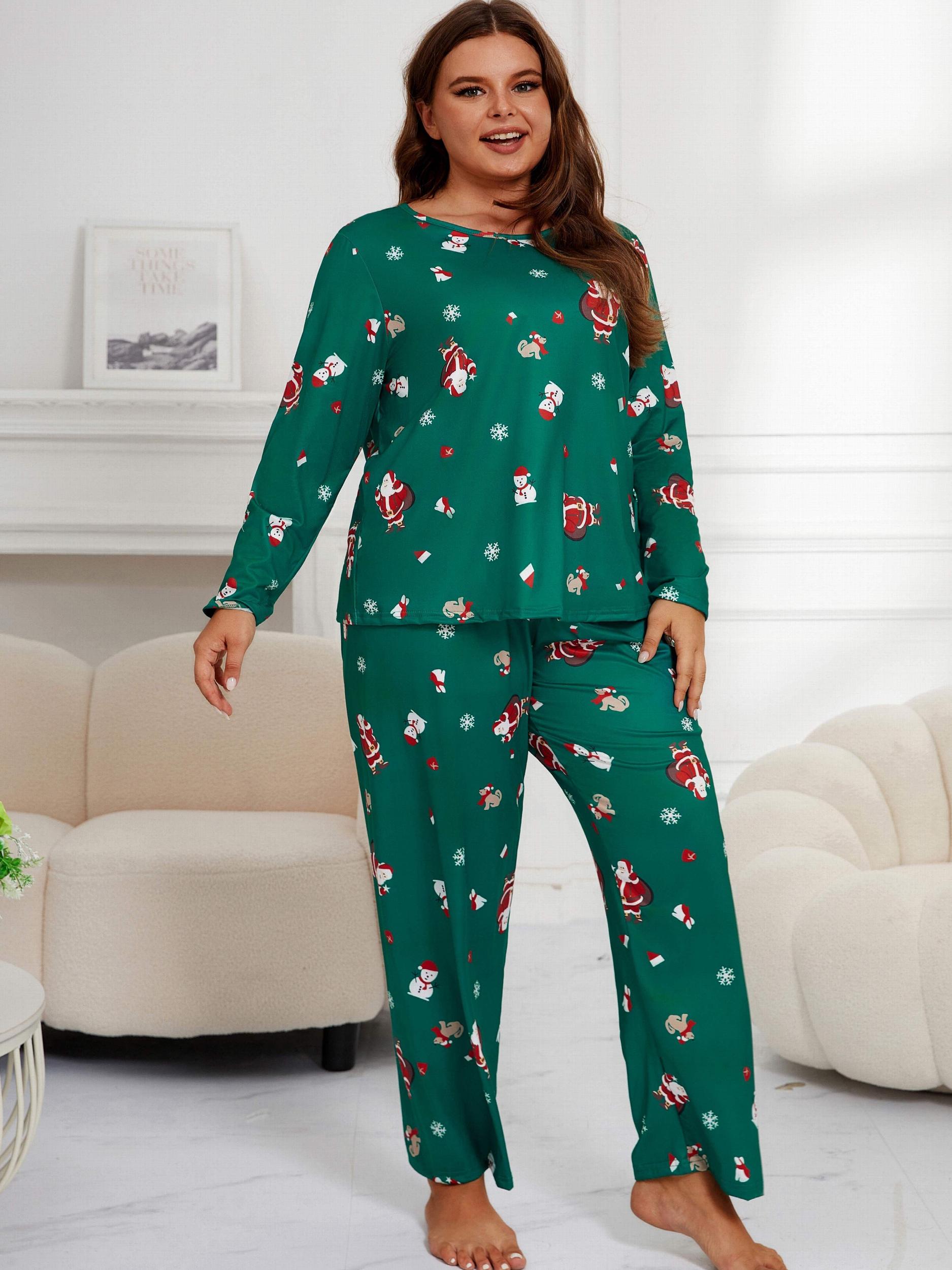Christmas Loungewear Set Women's Plus Long Sleeve T shirt & Pants