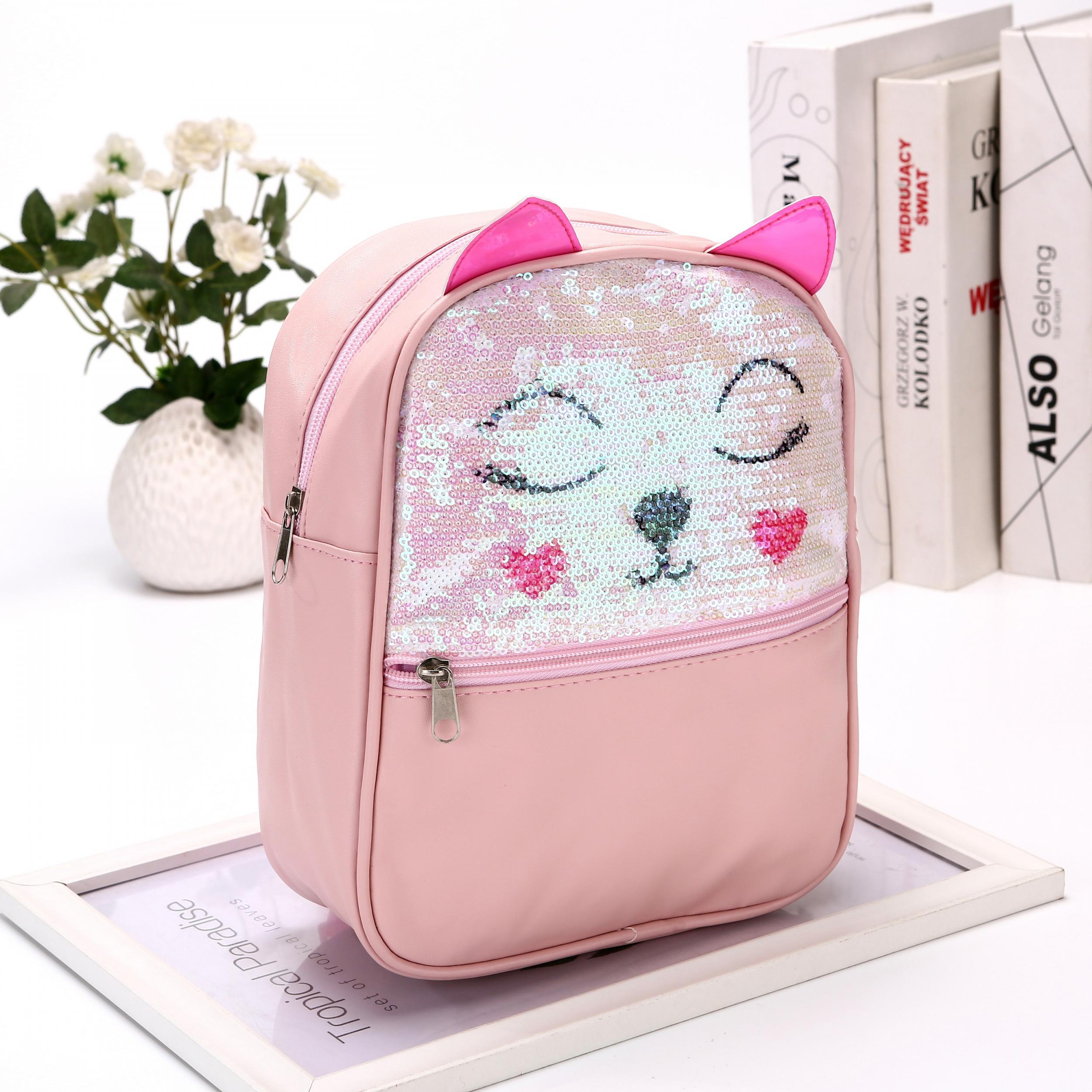 Kids Cat Sequin Backpack PU Glitter Birthday Gift