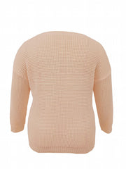 Solid Off Shoulder Sweater V Neck Loose Jumper