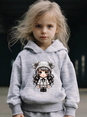 Anime Pattern Hooded Sweatshirt Girls Hoodies & Sweatpants