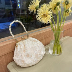 Retro Jacquard Vintage Floral Tote Bag With Lace