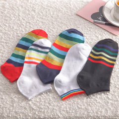 5 Pairs Striped Low Cut Ankle Socks Women's Stockings