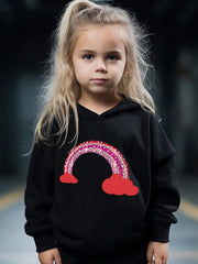 2pcs Sweet Rainbow Graphic Hoodies Pants Set Spring Fall Sports Gift Girls