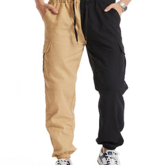 Men's Block Cargo Jogger Pants Slim Fit Drawstring