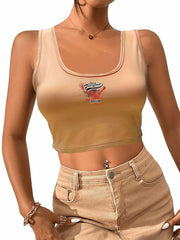 Graphic Cropped Tank Top Women's Sleeveless Top