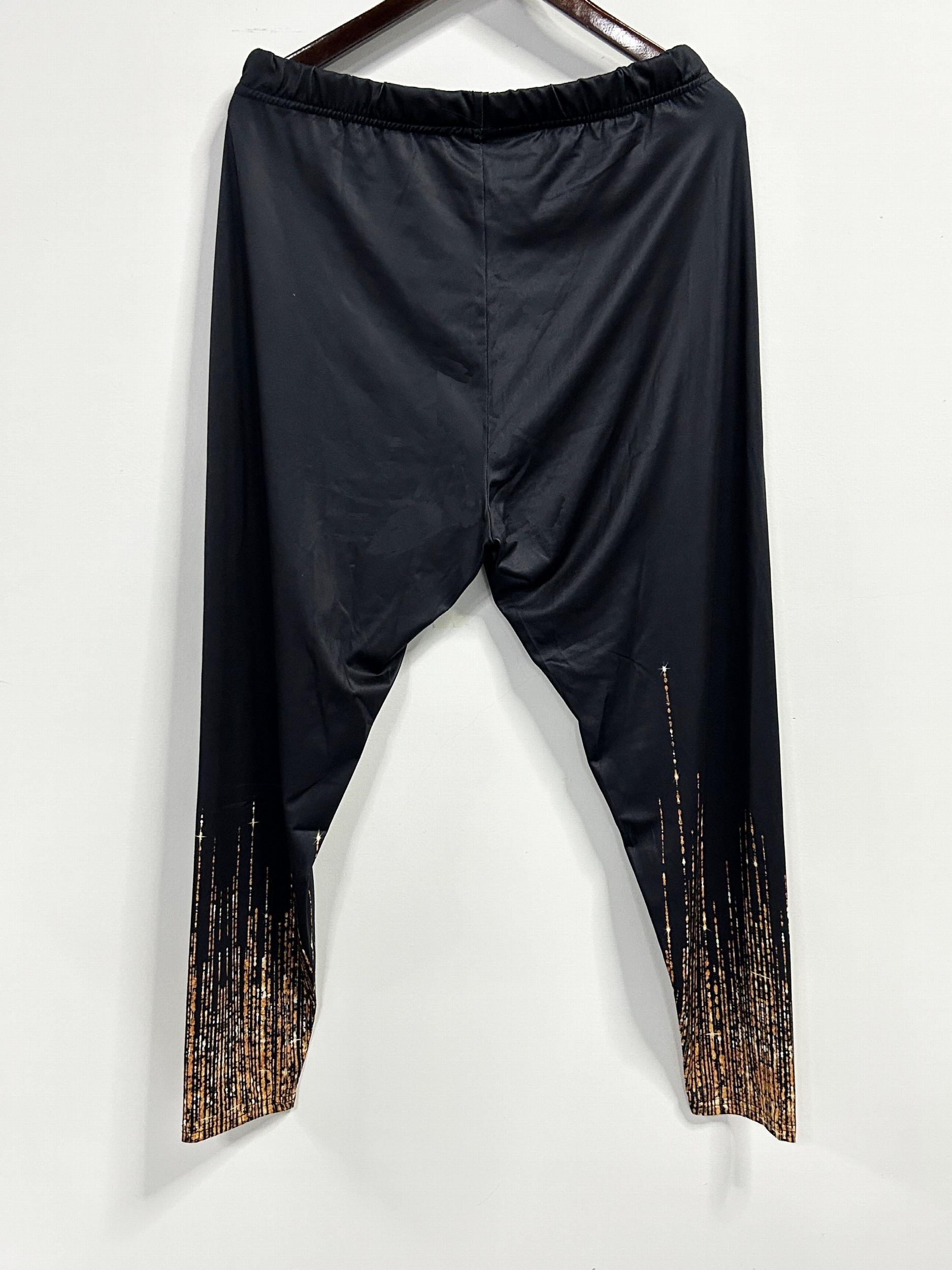 Women's Plus Golden Stripe Print High Rise Leggings