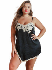 Floral Applique V Neck Backless Cami Sexy Nightdress