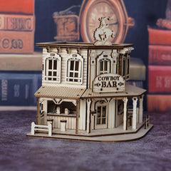 Cowboy Bar Wooden Jigsaw Puzzle 3D Wood Assembly Building