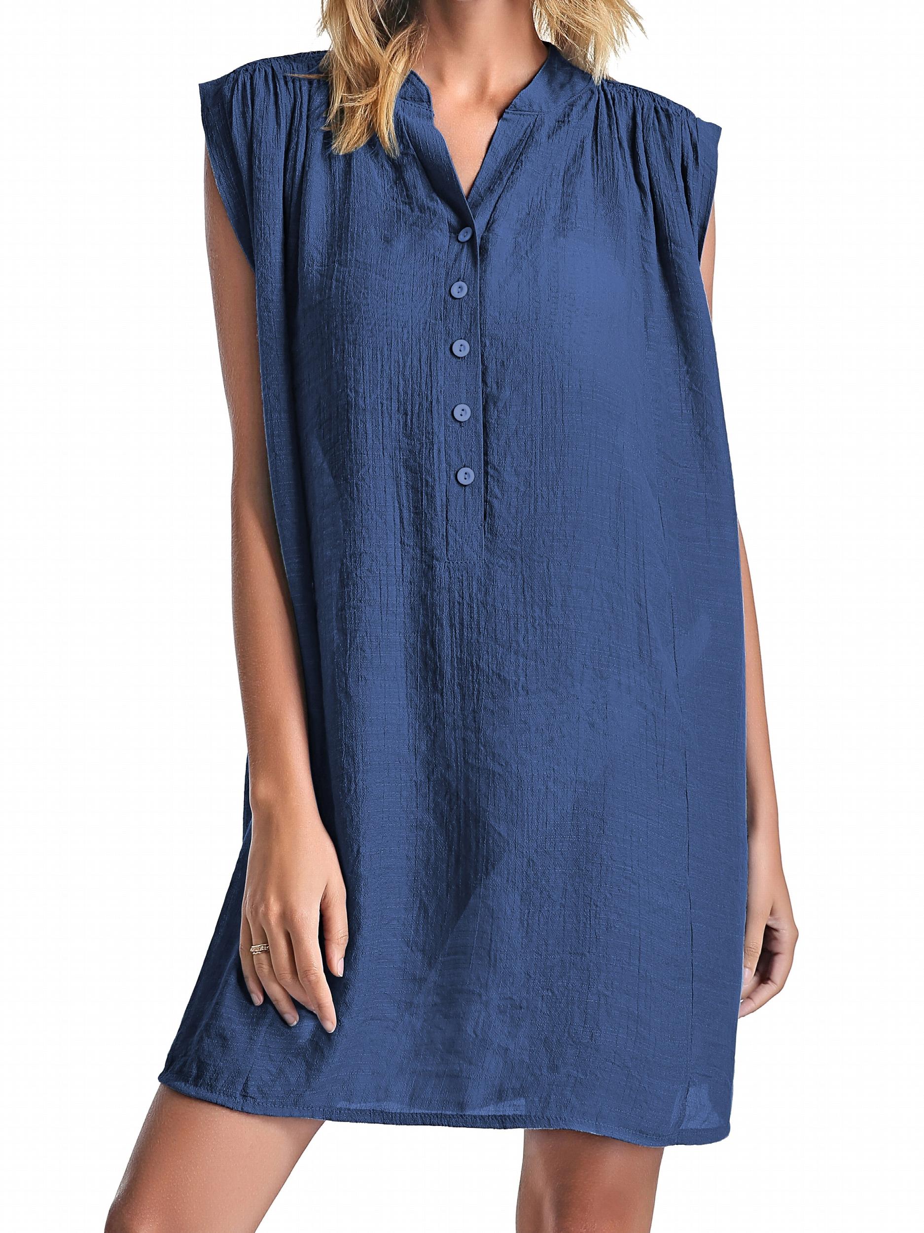 Swimsuit Cover Up Shirt Collar Soft Sun Protection Beach Cover Up Dress