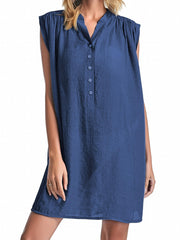 Swimsuit Cover Up Shirt Collar Soft Sun Protection Beach Cover Up Dress