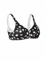 4 Pack Daisy Print Wireless Comfort Bra Set Plus Size
