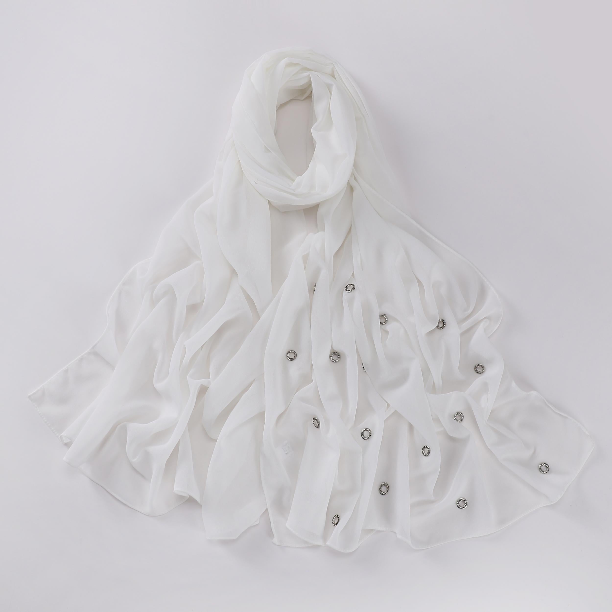 Rhinestone Rivet Chiffon Scarf Hijab Casual Shawl Head Wrap Turban