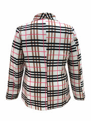 Women's Plus Plaid Print Long Sleeve Blazer