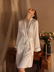 Soft House Robe Long Sleeve Lounge Robe With Belt