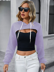 Casual Drawstring Crop Hoodie for Spring