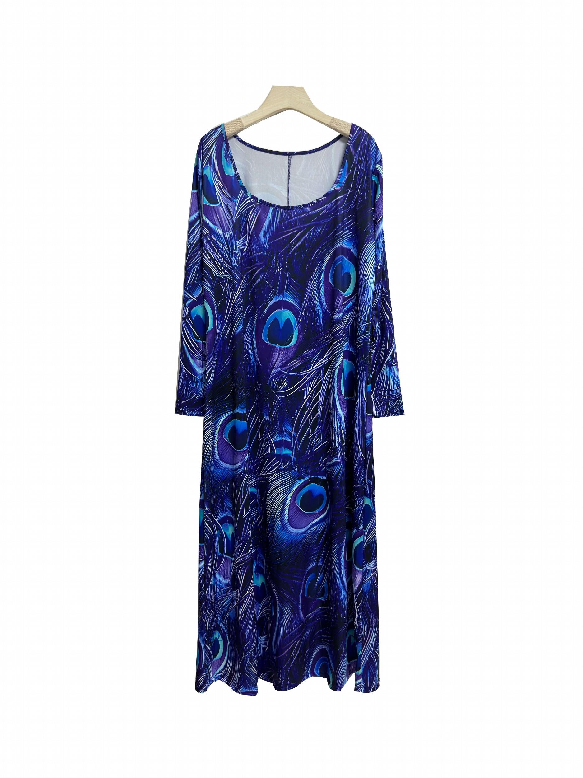 Women's Peacock Print Maxi Dress