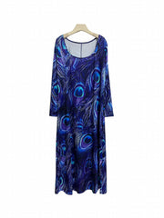 Women's Peacock Print Maxi Dress