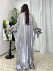 Organza Lantern Sleeve Open Front Robe