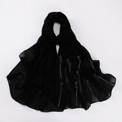 Rhinestone Chiffon Hijab Solid Long Scarf Casual Shawl Head Wrap Bandana