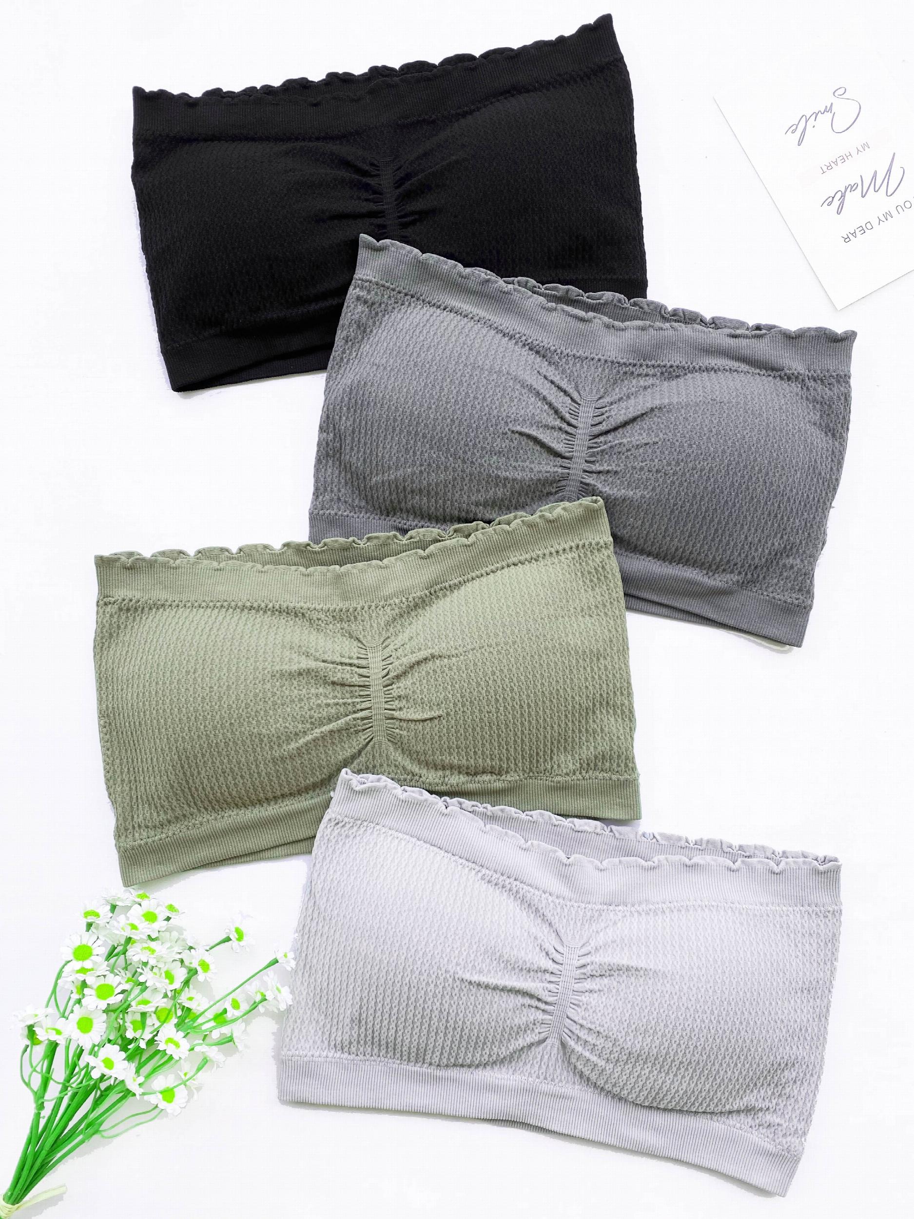 4pcs Strapless Bandeau Bras Soft Stretch Women's Lingerie