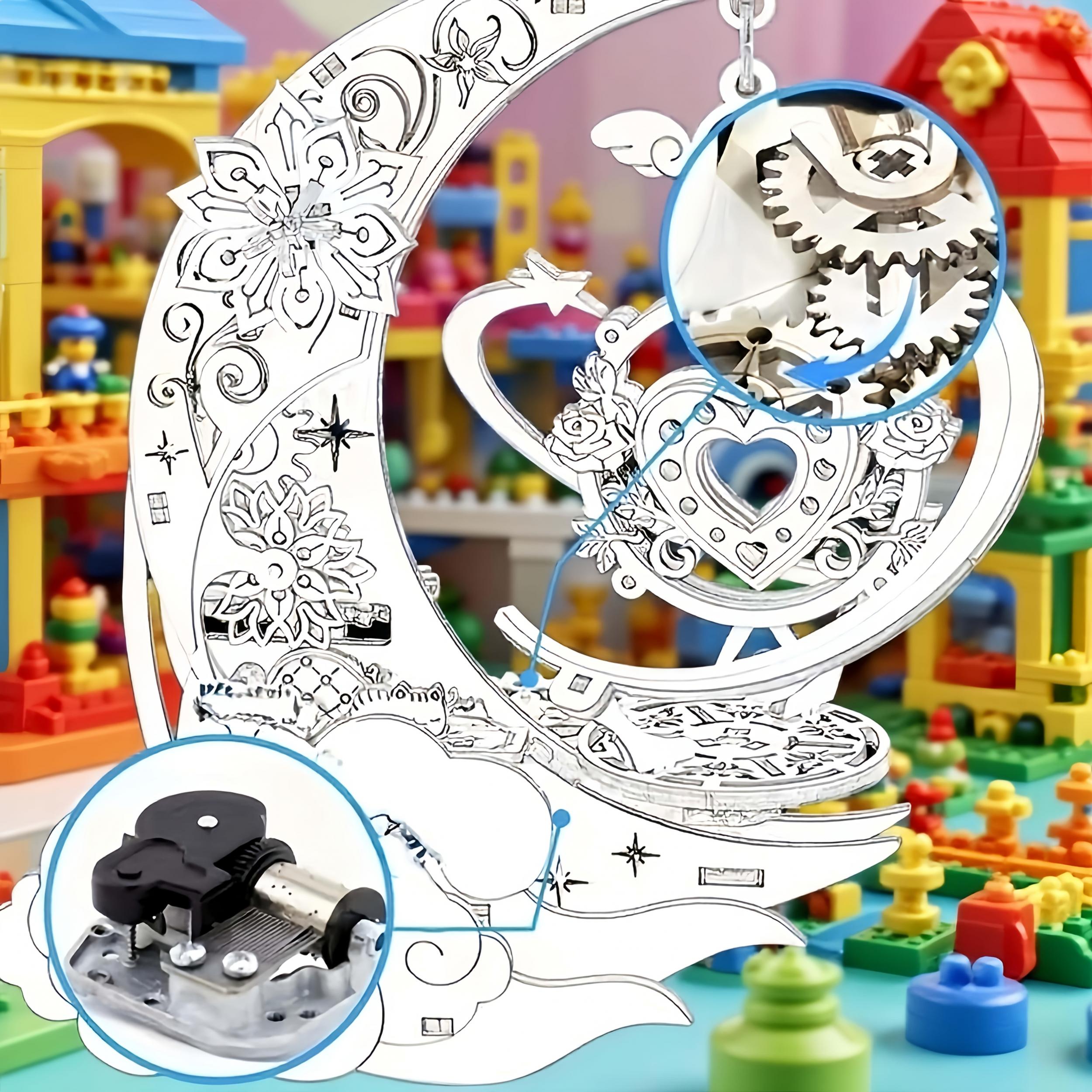 3D Wooden Puzzle Midsummer Night Star Golden Moon & Stars Mechanism