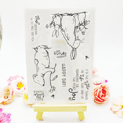 Rabbit Seal Stamp Silicone Transparent DIY Birthday Gift Holiday Card Making