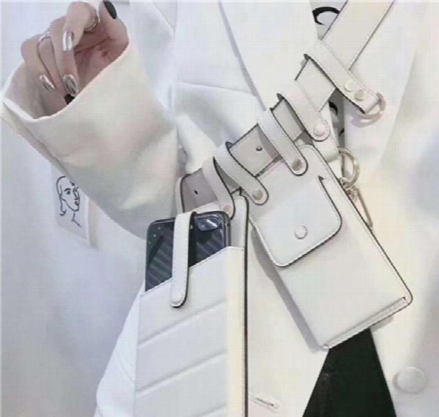 Women Waist Bag Leather Fanny Pack Punk Bum Belt Bag Women Phone Pouch