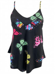 Women's Backless Butterfly Print Cami Top Sleeveless V Neck