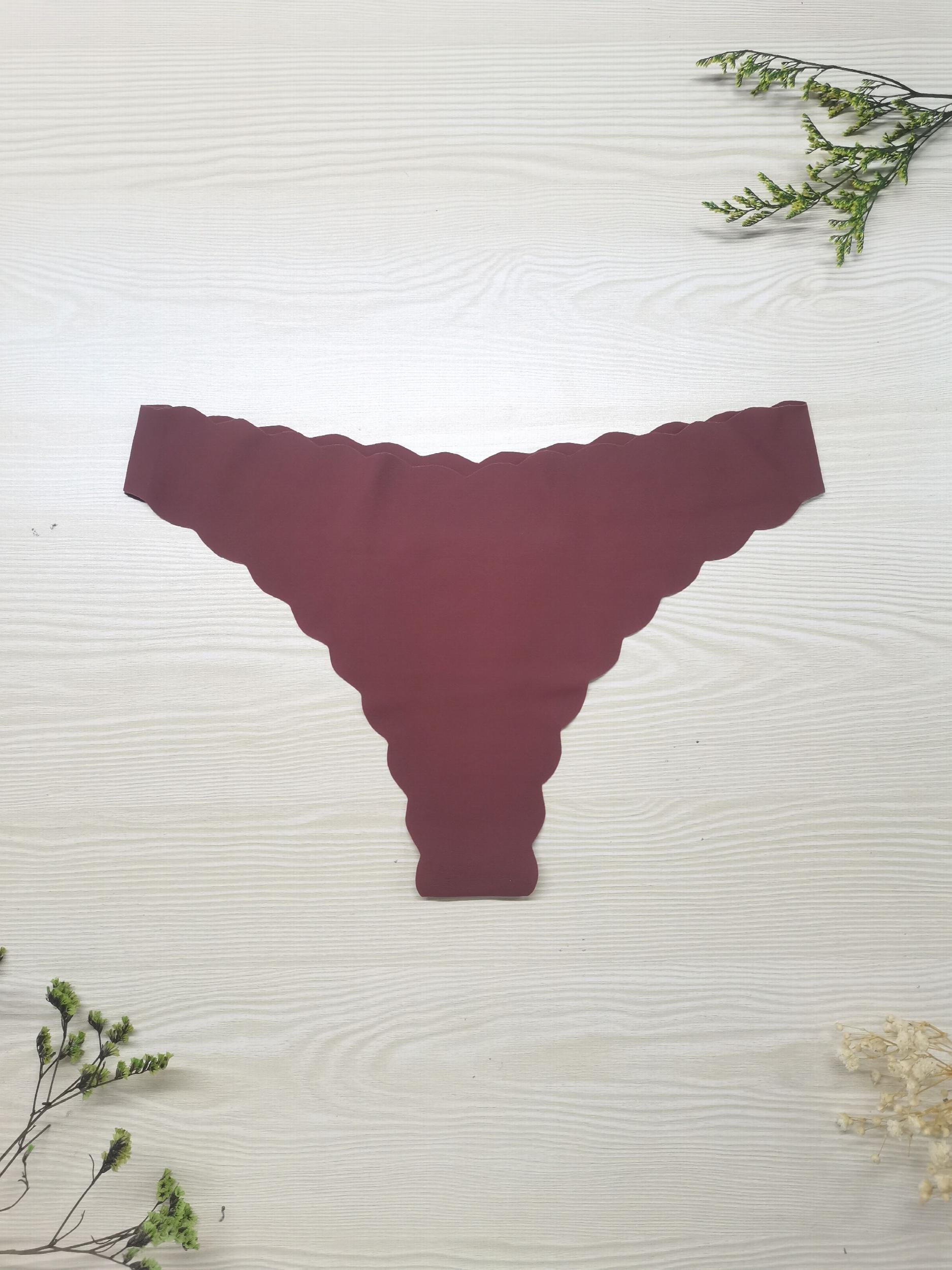 5pcs Scallop Trim Thongs Seamless & Comfy Stretchy Intimates Panties