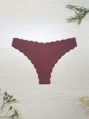 5pcs Scallop Trim Thongs Seamless & Comfy Stretchy Intimates Panties