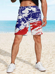 Star & Stripe Print Shorts - Drawstring Summer Beach Shorts
