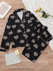 Leopard Print Pajama Set Long Sleeve Top & Pants