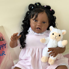 24" Reborn Doll Soft Vinyl Handrooted Curly Hair Dress Up Toy