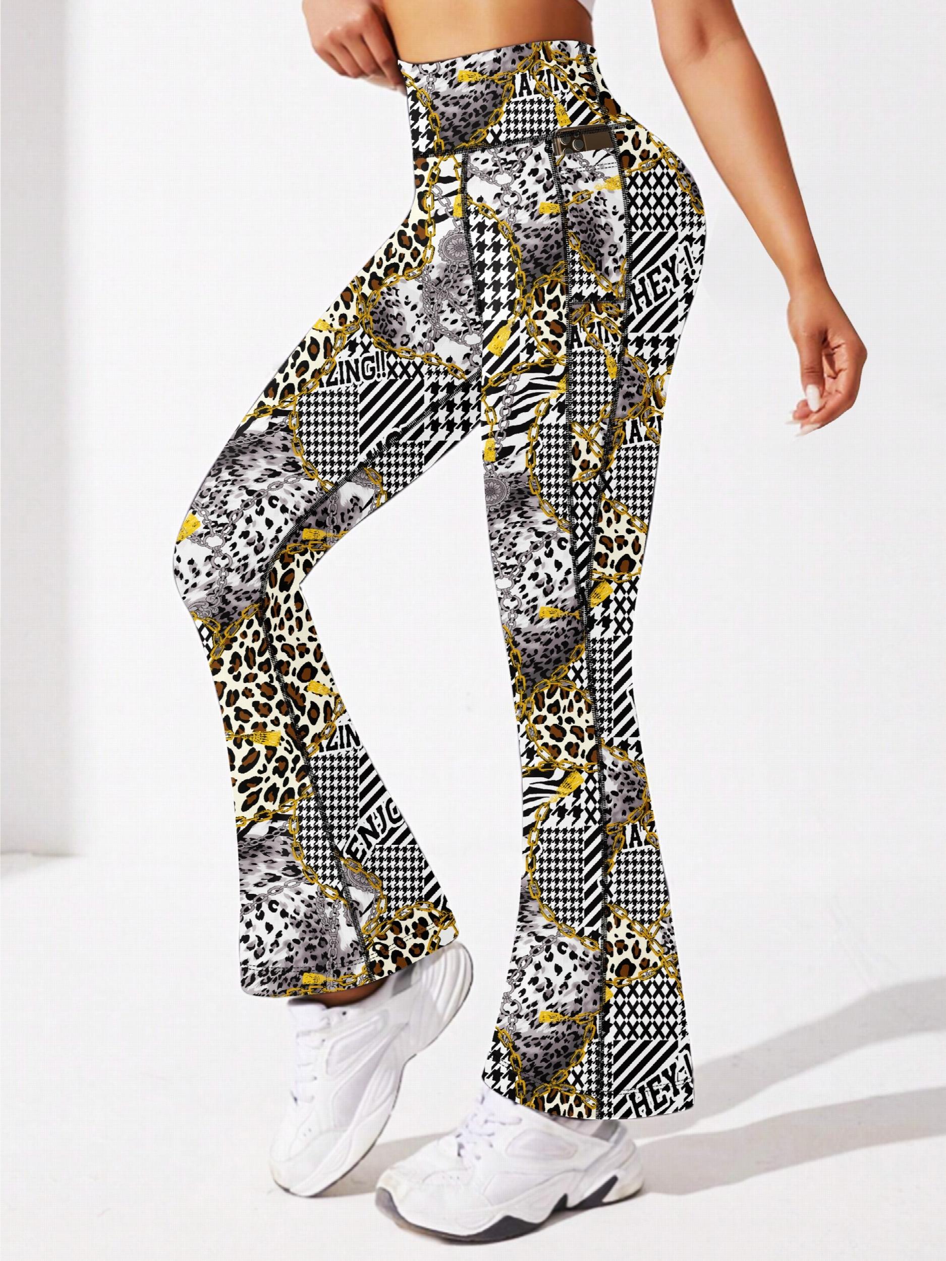 Leopard Print Yoga Flare Leg Pants High Stretch Hip Lifting Fitness Pants