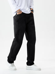 Men's Solid Denim Pants for Spring Summer