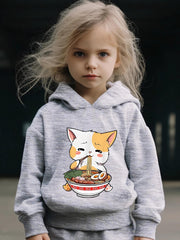 Ramen Kitty Print 2pcs Girls Outfits For Sports Spring