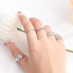 36pcs Geometric Silver Rings Set for Girls, Daily Decoration Gift for Friends