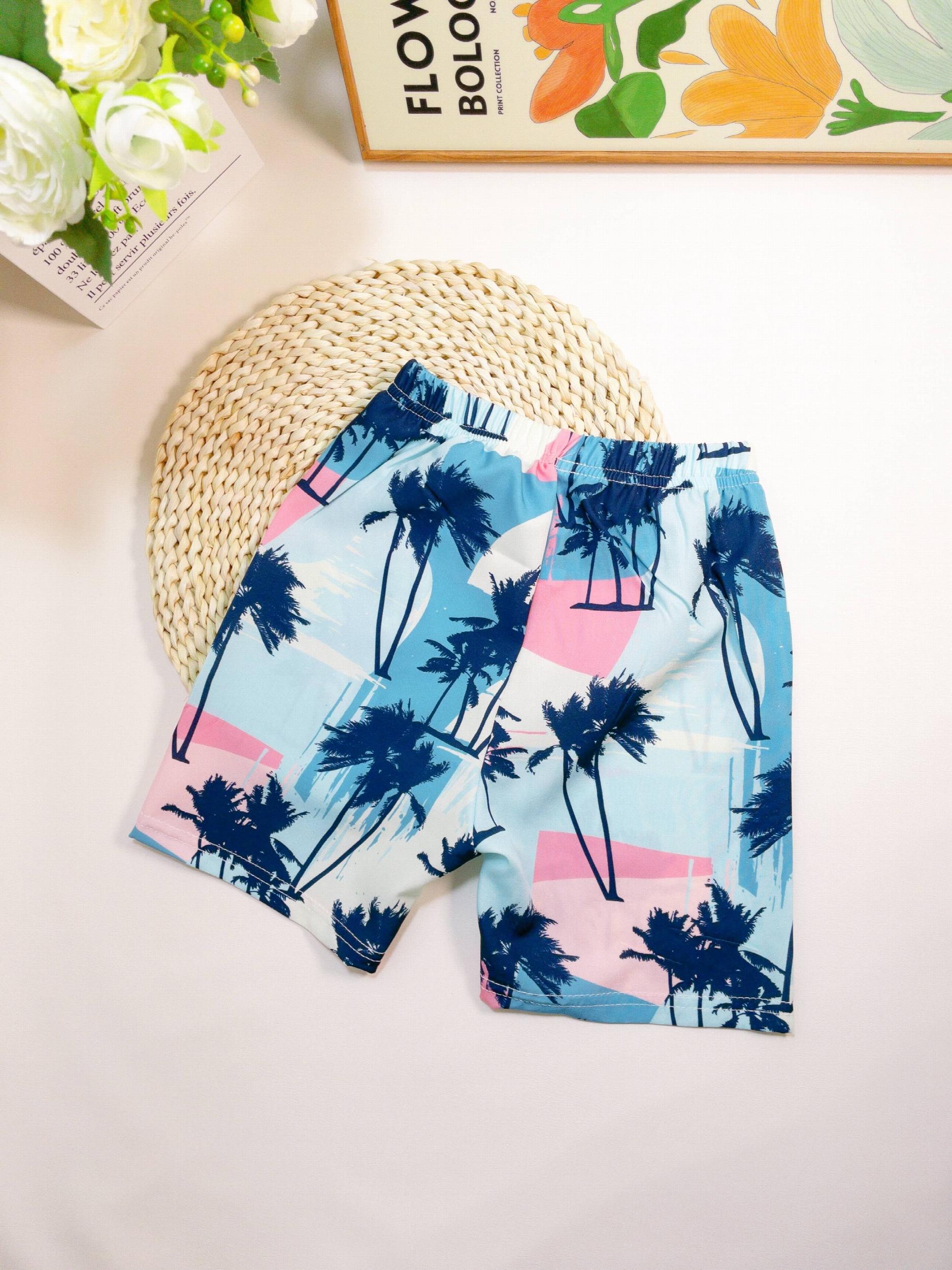 Toddler Boys Coconut Tree Graphic Beach Shorts