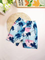Toddler Boys Coconut Tree Graphic Beach Shorts