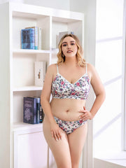 Floral Print Underwire Bra & Mid Waisted Panty Set