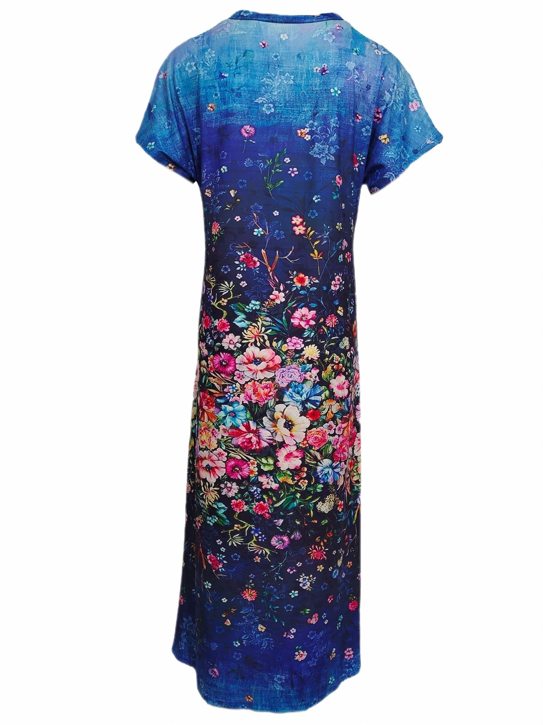 Floral Print V Neck Dress with Side Split
