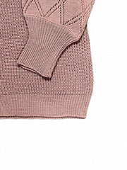 Solid Pointelle Long Sleeve V Neck Button Up Knit Cardigan