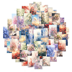63pcs Watercolor Flower Sea Stickers for Mobile Phone Luggage Notebook